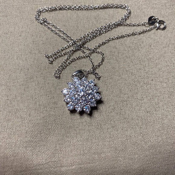Sterling Silver Necklace and CZ - Picture 4 of 5
